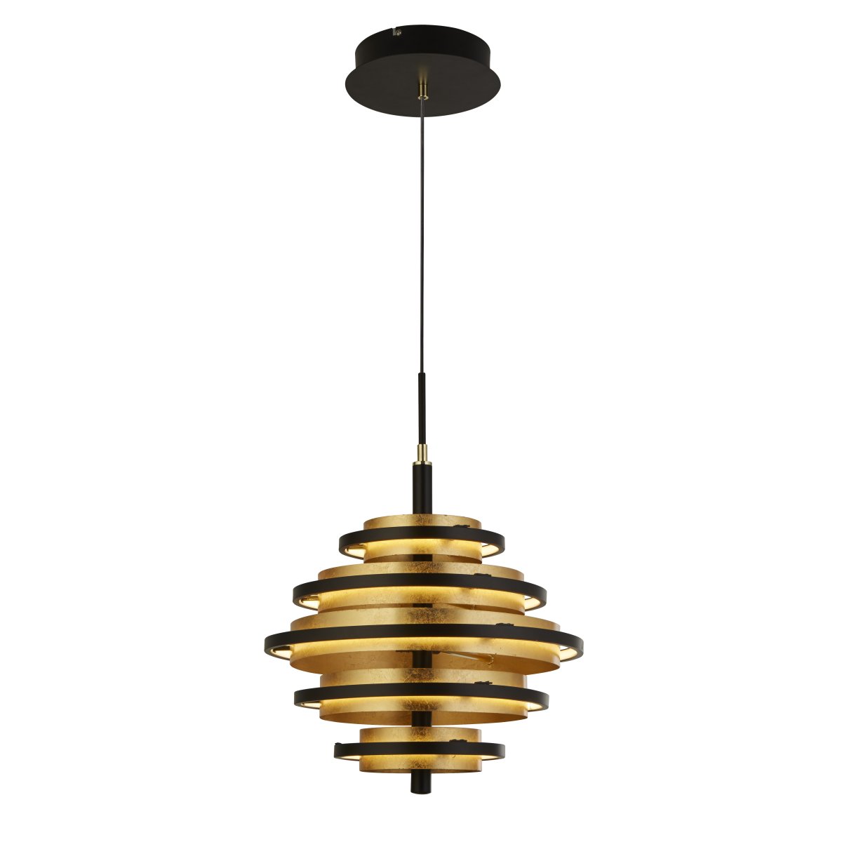 Hive Ø40 Noir mat suspension De Searchlight - La lampe est dotée de LED intégrées qui consomment jusqu'à 75 % d'énergie en moins et durent jusqu'à 20 fois plus longtemps que les ampoules à incandescence classiques.