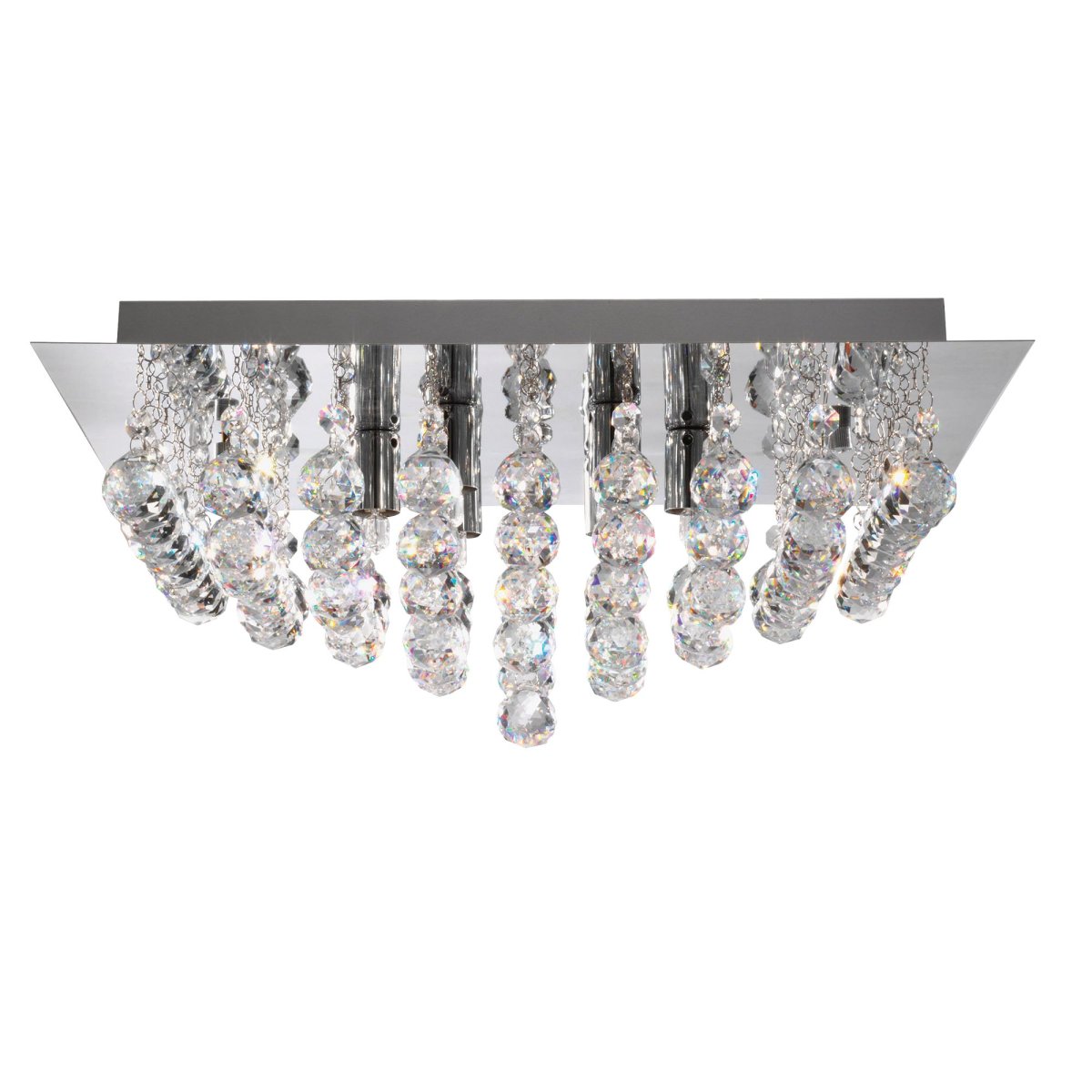 Hanna 34cm Chrome cristal De Searchlight - Le plafonnier Hanna en chrome et cristaux transparents est une lumière impressionnante qui transforme n'importe quelle pièce en quelque chose de spécial.