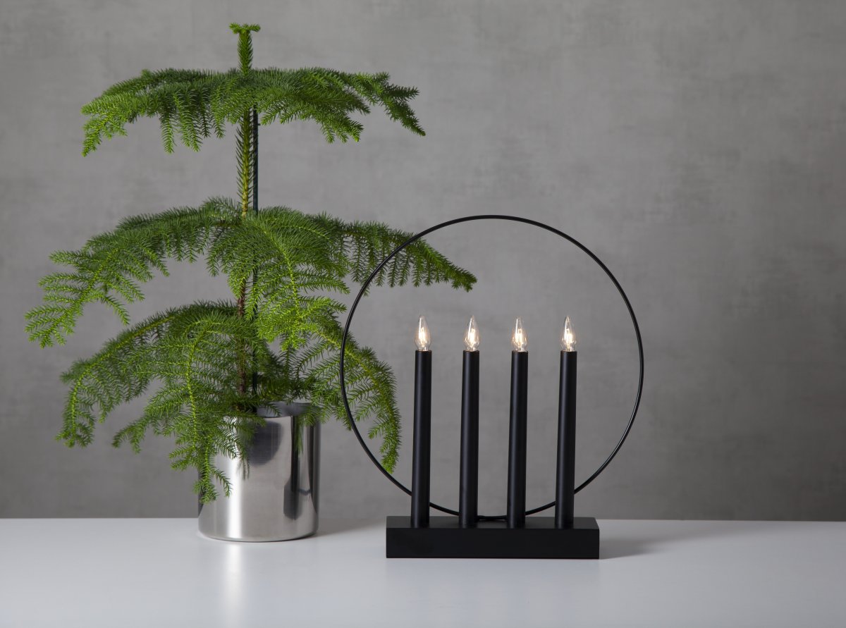 Glossy Noir De Star Trading - Bougeoir &eacute;l&eacute;gant et abordable en noir avec anneau d&eacute;coratif en noir.