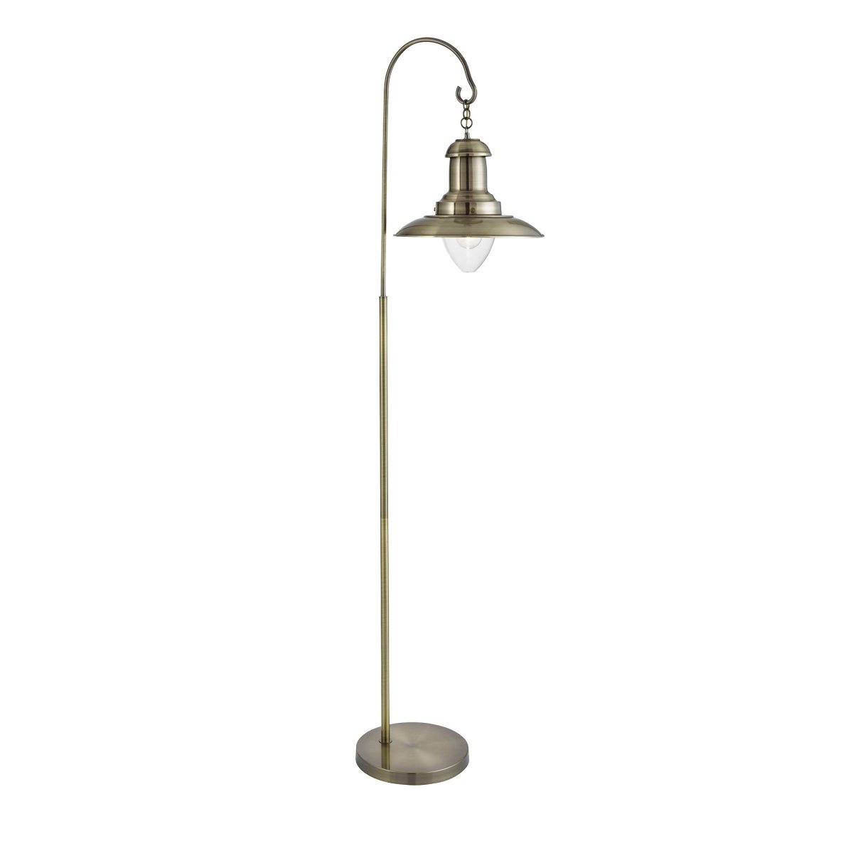 Fisherman Laiton antique lampadaire De Searchlight - Avec sa finition en laiton antique et son abat-jour de style lanterne, il sera un &eacute;l&eacute;ment de caract&egrave;re dans votre maison.