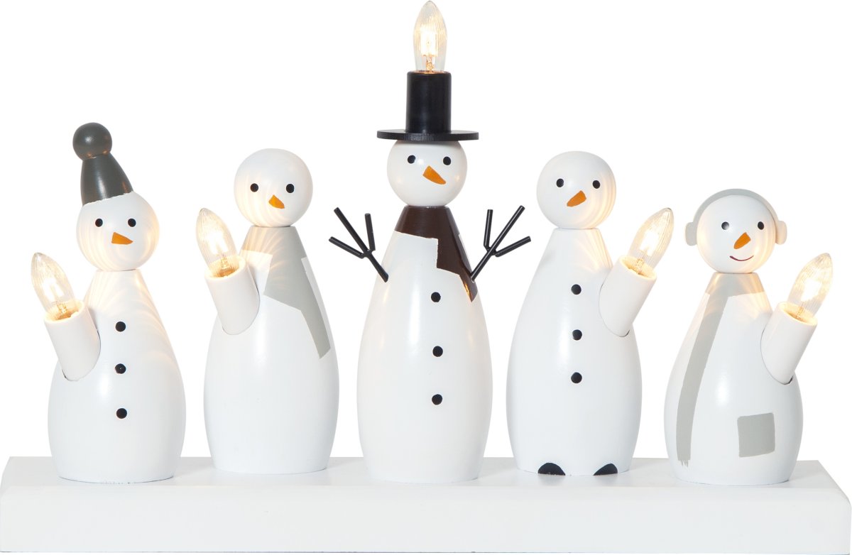 Snowman Blanc De Star Trading - Jolis bonhommes de neige en forme de chandelier de l'Avent, en bois.