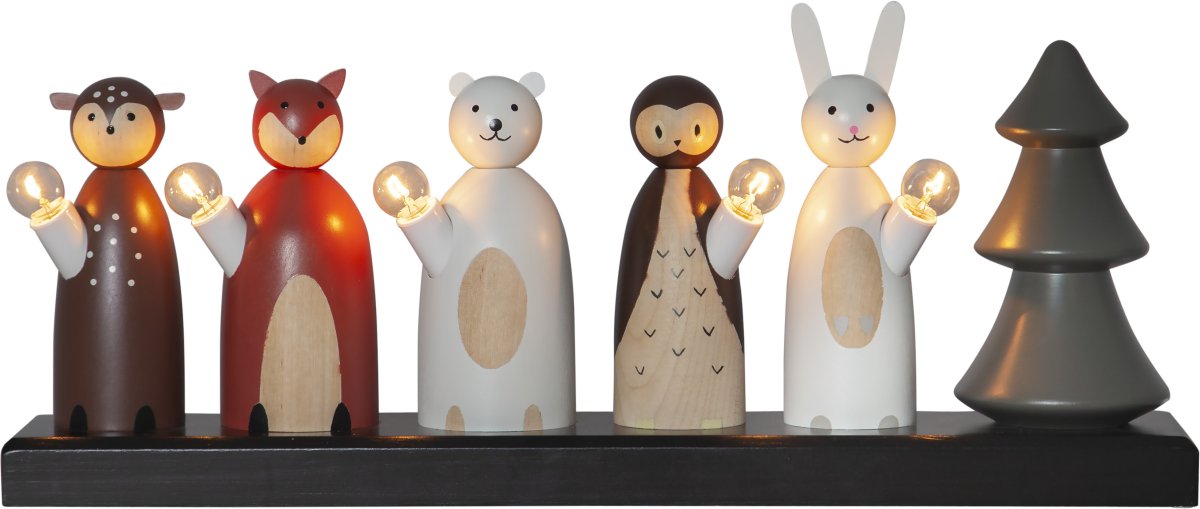 Forest friends Polyvalent De Star Trading - Animaux de la for&ecirc;t en forme de chandelier de l'Avent, en bois.