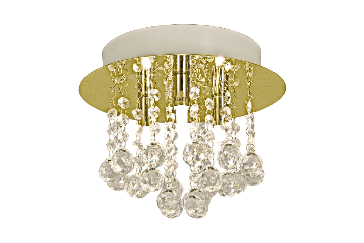 Madelene Ø25 Laiton cristal De Aneta Lighting - MADELENE est un plafonnier en laiton avec une touche légèrement luxueuse et de fins prismes acryliques.