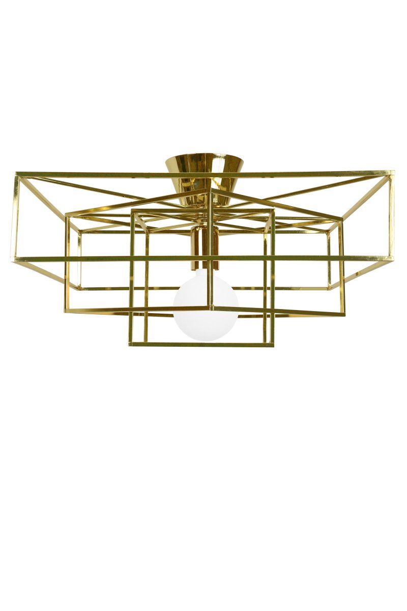  Cube 46cm Laiton plafonnier De Globen Lighting - Cube est un plafonnier id&eacute;al pour les couloirs ou autres pi&egrave;ces o&ugrave; la hauteur sous plafond ne permet pas l'installation d'une suspension.