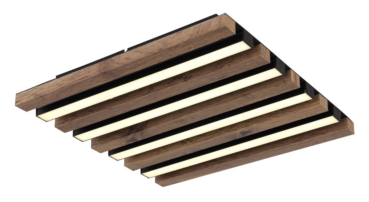 Hayden 45cm Bois plafonnier De Globo Lighting - Den kvadratiska plafonden Hayden &ouml;vertalar med sin moderna akustikpanel-look och bidrar med en h&auml;rlig ljusspridning i rummet.