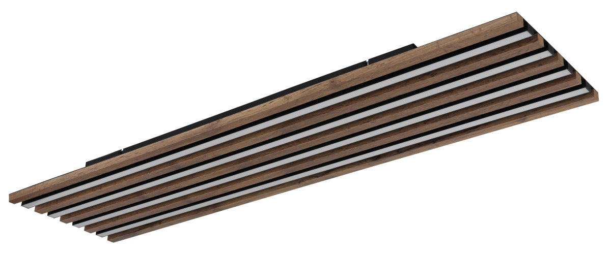 Hayden 120cm Bois plafonnier De Globo Lighting - Den rektangul&auml;ra plafonden Hayden &ouml;vertalar med sin moderna akustikpanel-look och bidrar med en h&auml;rlig ljusspridning i rummet.