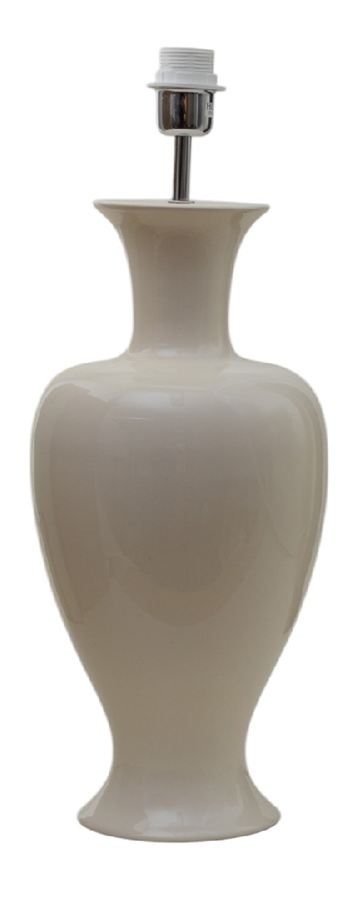 Mindy 50cm Beige pied de lampe De Hallbergs - Denna eleganta lampfot i keramik har en mjuk, klassisk form och en blank kr&auml;mbeige finish som ger ett varmt och stilrent uttryck.