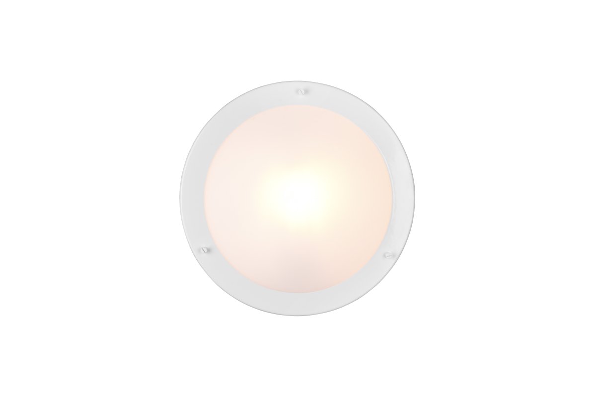 Condus Ø32 Blanc lampe de salle de bain De Trio Lighting - Avec un diamètre de 31 cm et une hauteur de 8 cm, il est à la fois compact et élégant.