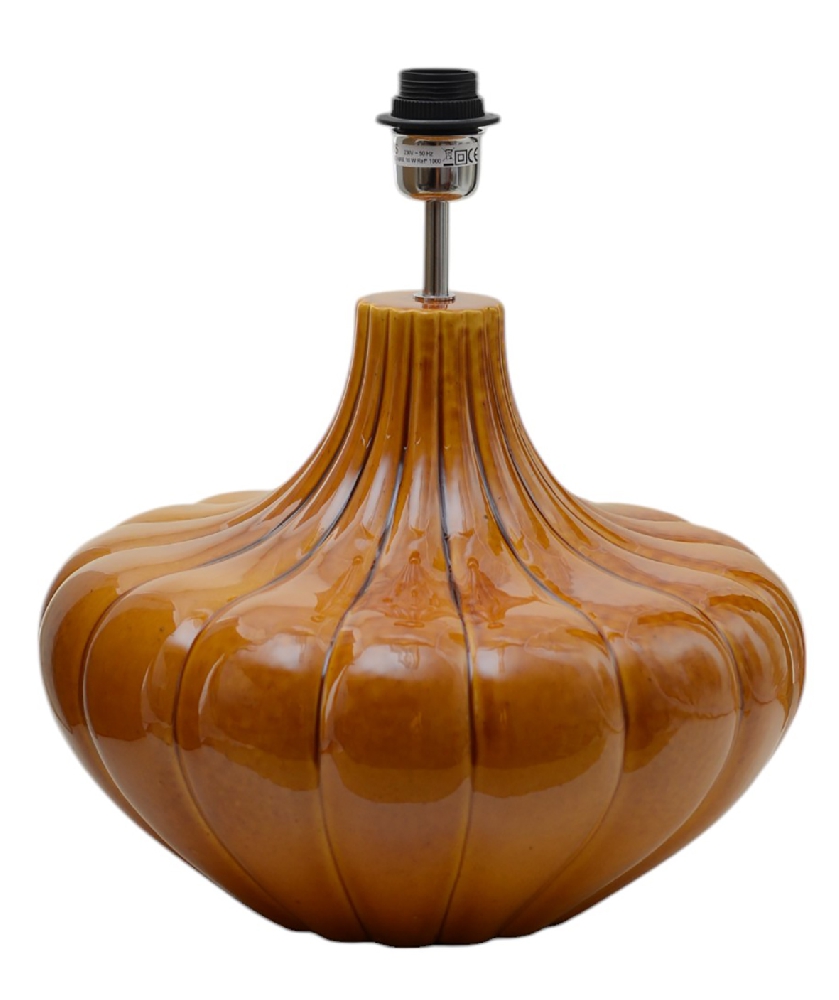 Harmony 40cm Mörkgul pied de lampe De Hallbergs - Harmony lampfot &auml;r en dekorativ lampfot i keramik med en mjuk, rundad form och vackert r&auml;fflad struktur.