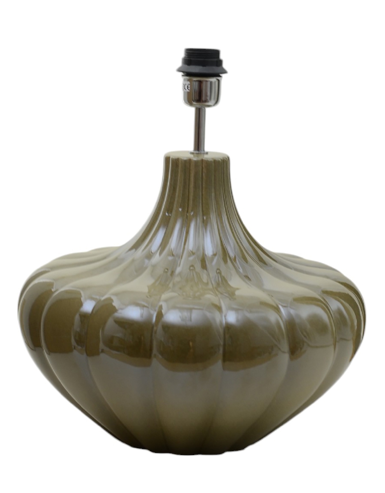 Harmony 40cm Olivgrön pied de lampe De Hallbergs - Harmony lampfot &auml;r en dekorativ lampfot i keramik med en mjuk, rundad form och vackert r&auml;fflad struktur.