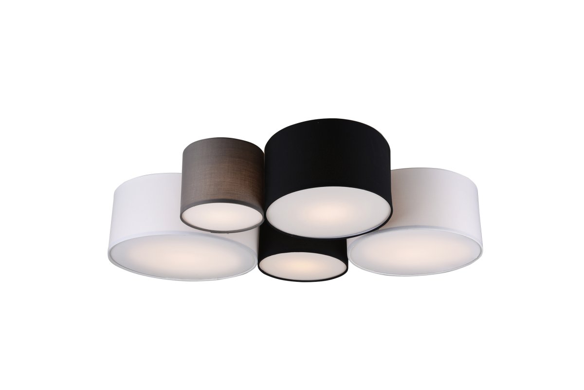 Hotel 90cm Multicolore plafonnier De Trio Lighting - La combinaison du blanc, du noir et du gris ; Les stores en tissu contribuent &agrave; un design polyvalent et &eacute;l&eacute;gant.