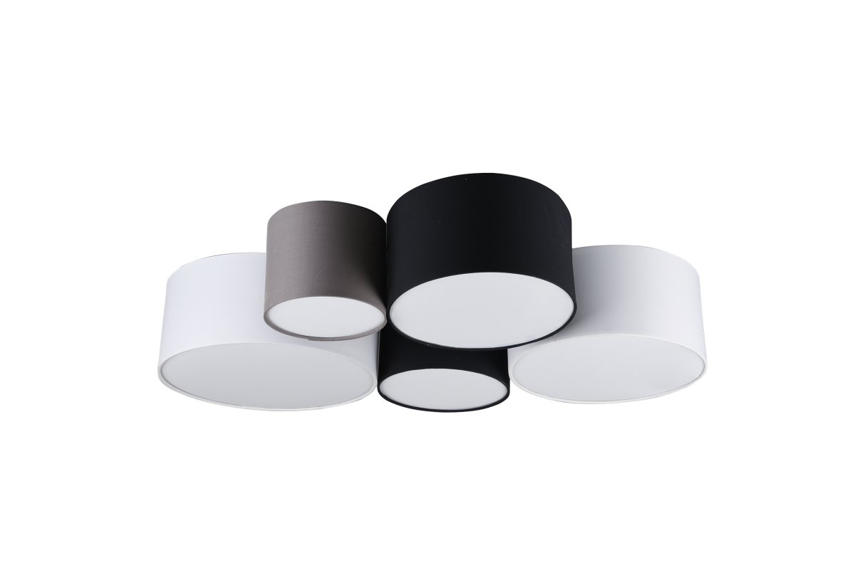 Hotel 90cm Multicolore plafonnier De Trio Lighting - La combinaison du blanc, du noir et du gris ; Les stores en tissu contribuent &agrave; un design polyvalent et &eacute;l&eacute;gant.