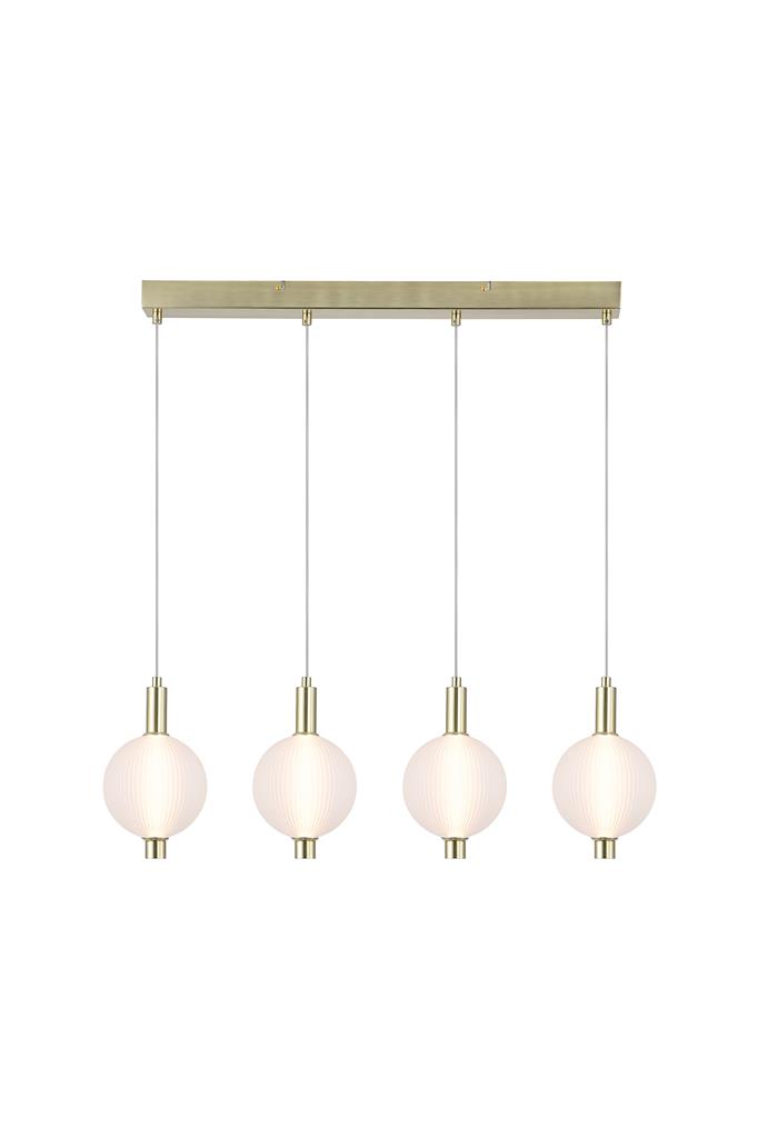 Luminique 80cm Laiton suspension De Searchlight - Elle est id&eacute;ale au-dessus d'une table &agrave; manger ou dans la cuisine, o&ugrave; l'on recherche &agrave; la fois un design raffin&eacute; et un &eacute;clairage exceptionnel.