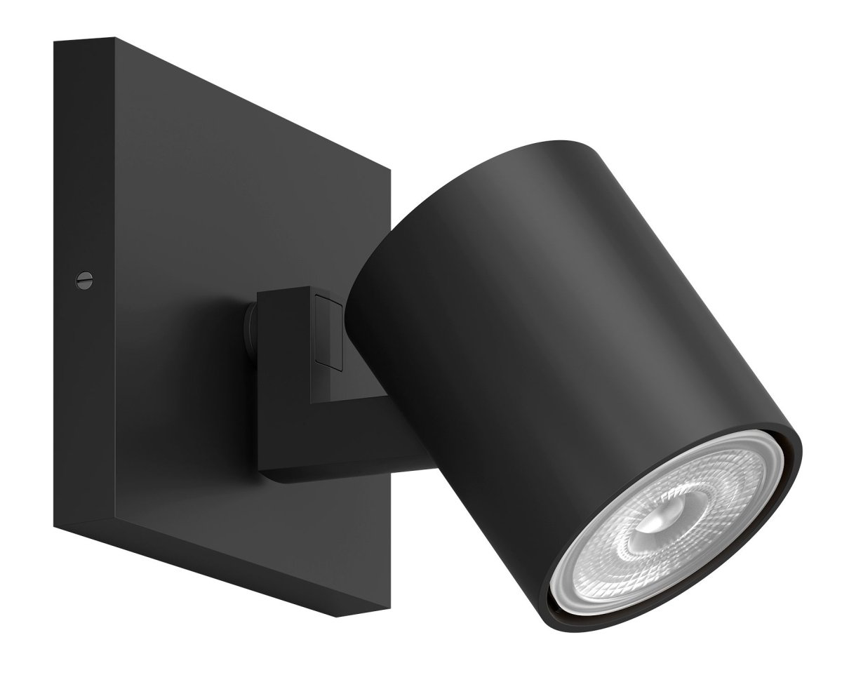 Runner Noir spot De Philips - Le bo&icirc;tier en aluminium noir compl&egrave;te parfaitement la source lumineuse.
