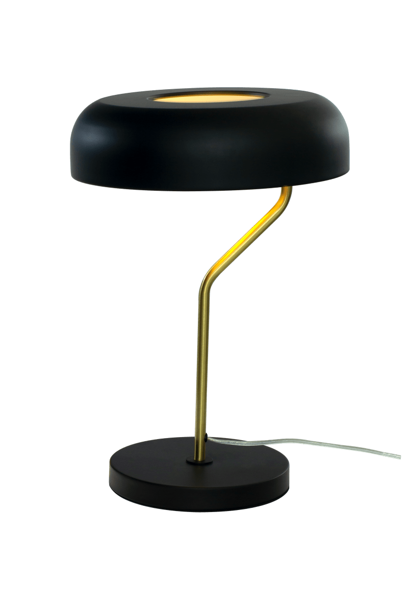 Bremen 44cm Noir/laiton lampe de table De Aneta Lighting - La lampe de table moderne Bremen, en métal noir avec des détails en laiton mat, impressionne par son design original et innovant.