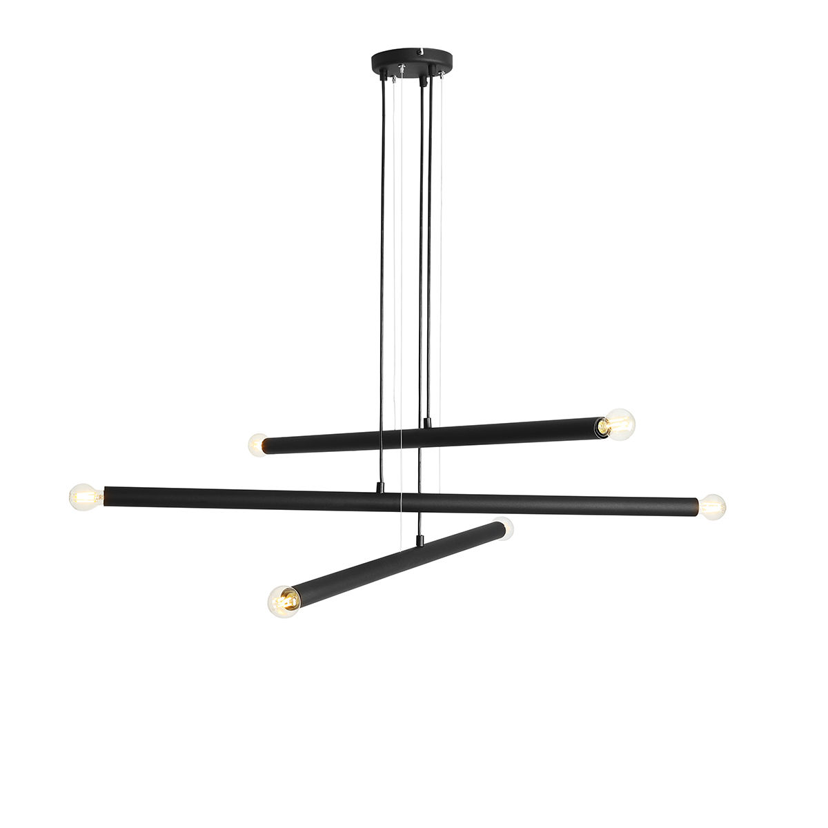 Tubo 6 100cm Noir suspension De Artera - Chaque tube mesure 100 cm de long et 3,2 cm de diamètre, et est équipé d'une source lumineuse à chaque extrémité.
