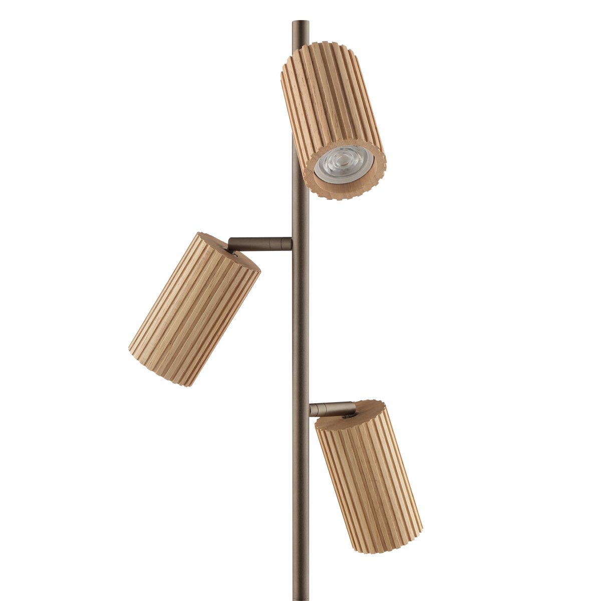 Lakewood Brun lampadaire De Brilliant - La structure en métal tressé et le socle rond confèrent à la lampe une légèreté aérienne, tandis que les détails en bois ajoutent une touche naturelle.