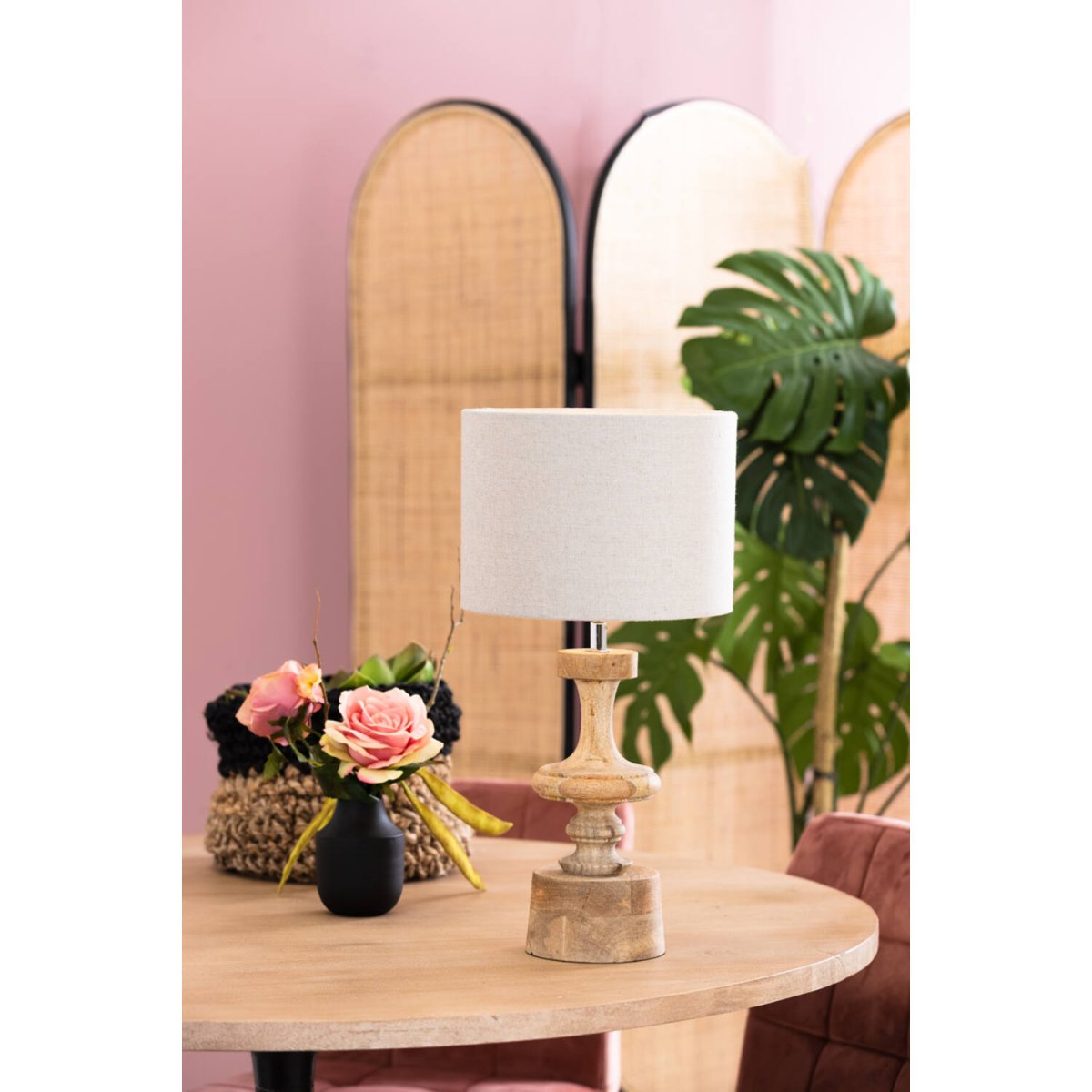 Pasco 40cm Bois pied de lampe De Light & Living - Pied de lampe Pasco &ndash; une &eacute;l&eacute;gante alliance de charme rustique et de design classique !