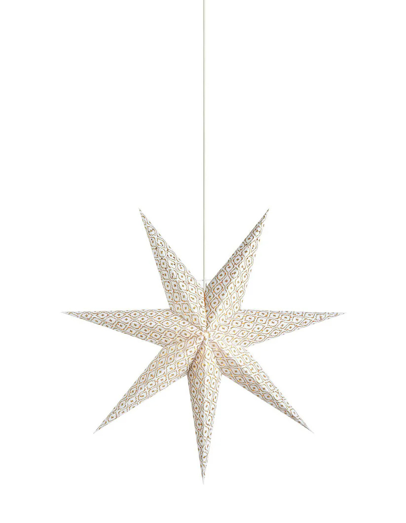 Baroque Ø45 Blanc De Markslöjd - Baroque Star White 45 cm est un poinsettia luxueux avec un beau motif en blanc et or.
