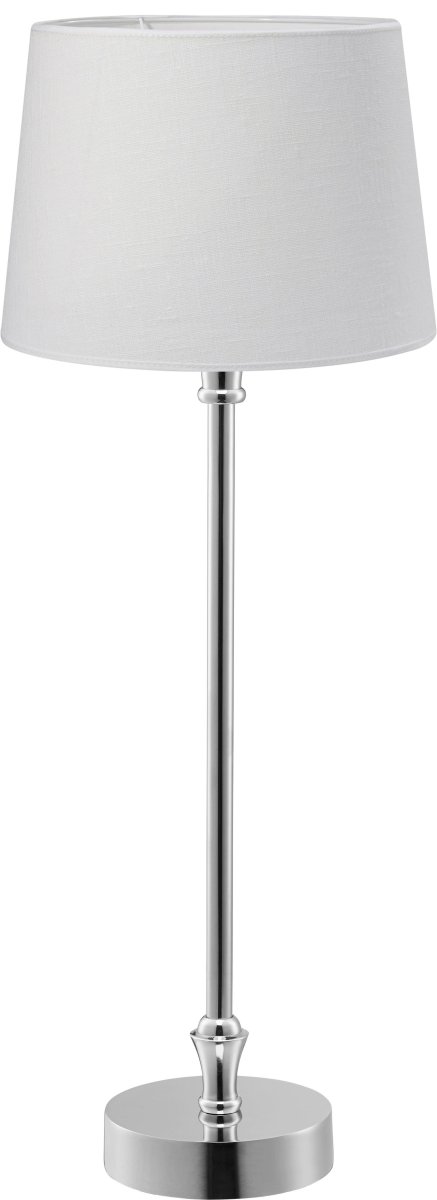 Liam 60cm Argent/Blanc lampe de table De PR Home - La base de la lampe mesure 46 cm de haut et la hauteur totale est de 59 cm.