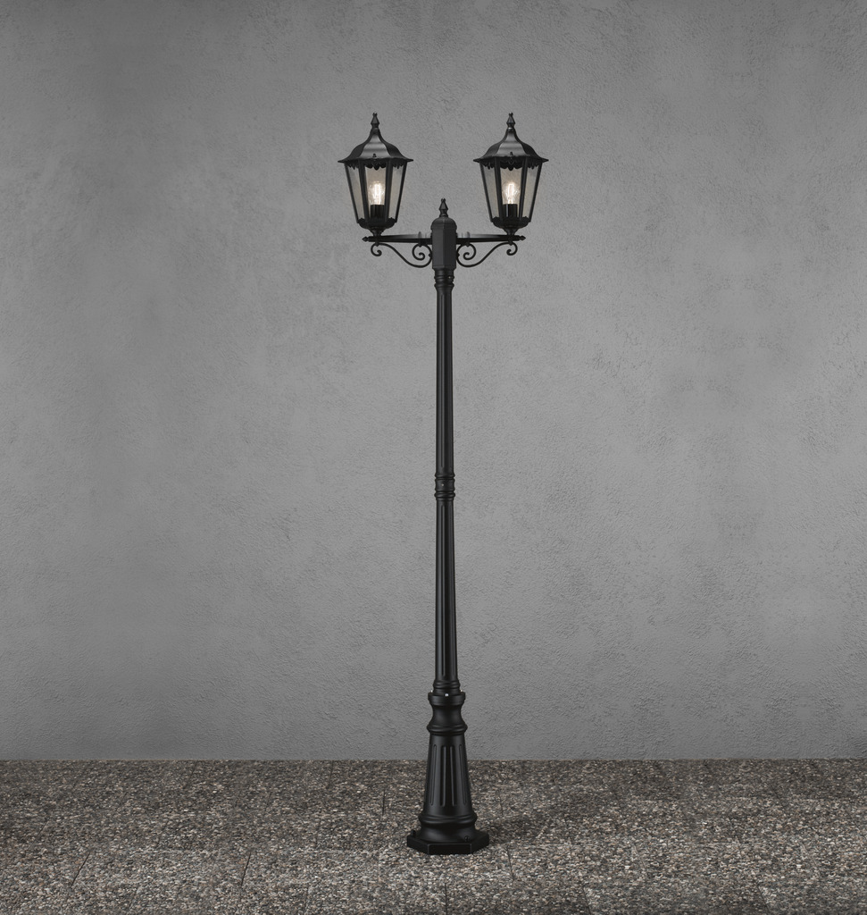 Firenze 220cm Noir lampadaire De Konstsmide - Le lampadaire &agrave; 2 bras Firenze est une lampe d'ext&eacute;rieur classique et &eacute;l&eacute;gante &agrave; deux bras.