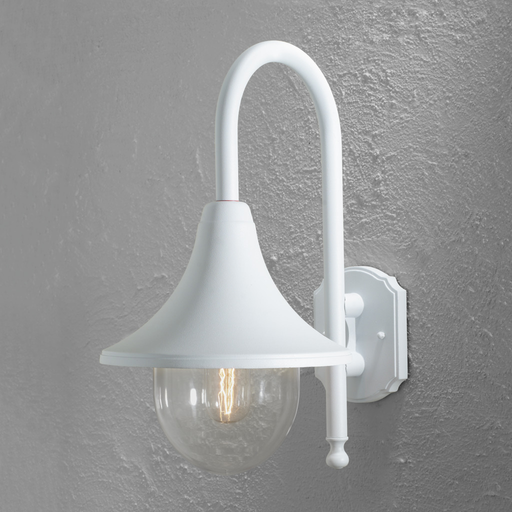 Bari Blanc lampe d’extérieur De Konstsmide - Ajoutez une touche sophistiquée à votre maison avec une lampe de façade qui ne se démode jamais !