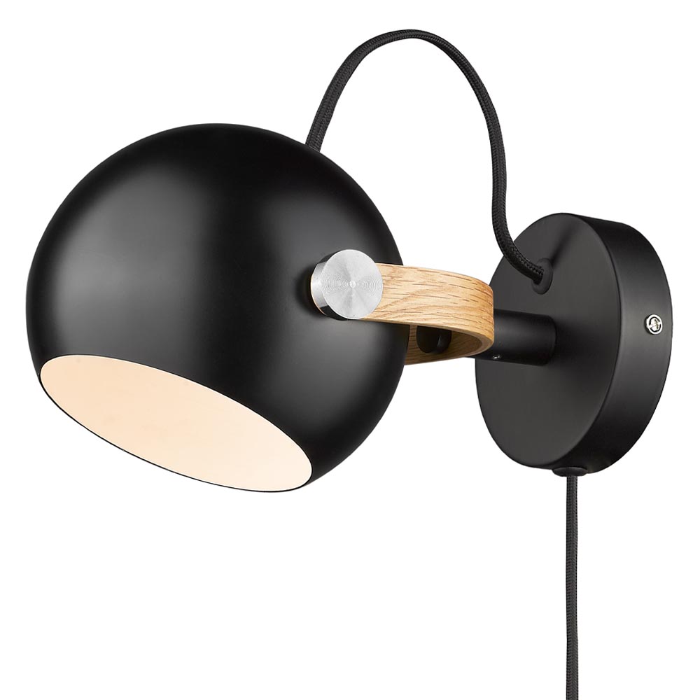 D.C Ø12 Noir lampe de lecture De Halo Design - Le cadre en ch&ecirc;ne plaqu&eacute; remplit &eacute;galement une fonction importante en termes de rotation et d'angle de l'abat-jour pour diffuser la lumi&egrave;re l&agrave; o&ugrave; vous le souhaitez.