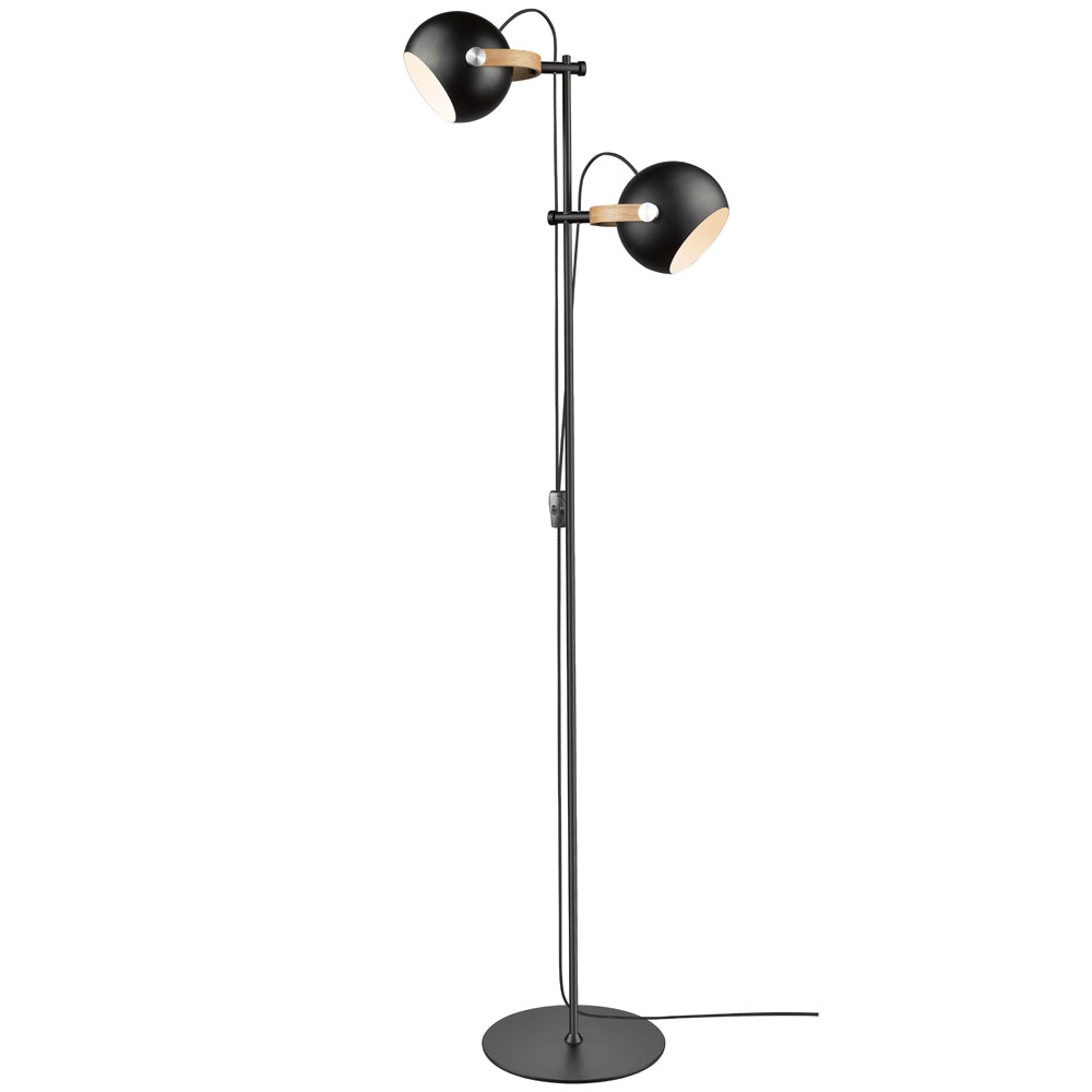 D.C Ø18 Noir lampadaire De Halo Design - Le cadre en ch&ecirc;ne plaqu&eacute; remplit &eacute;galement une fonction importante en termes de rotation et d'angle de l'abat-jour pour diffuser la lumi&egrave;re l&agrave; o&ugrave; vous le souhaitez.