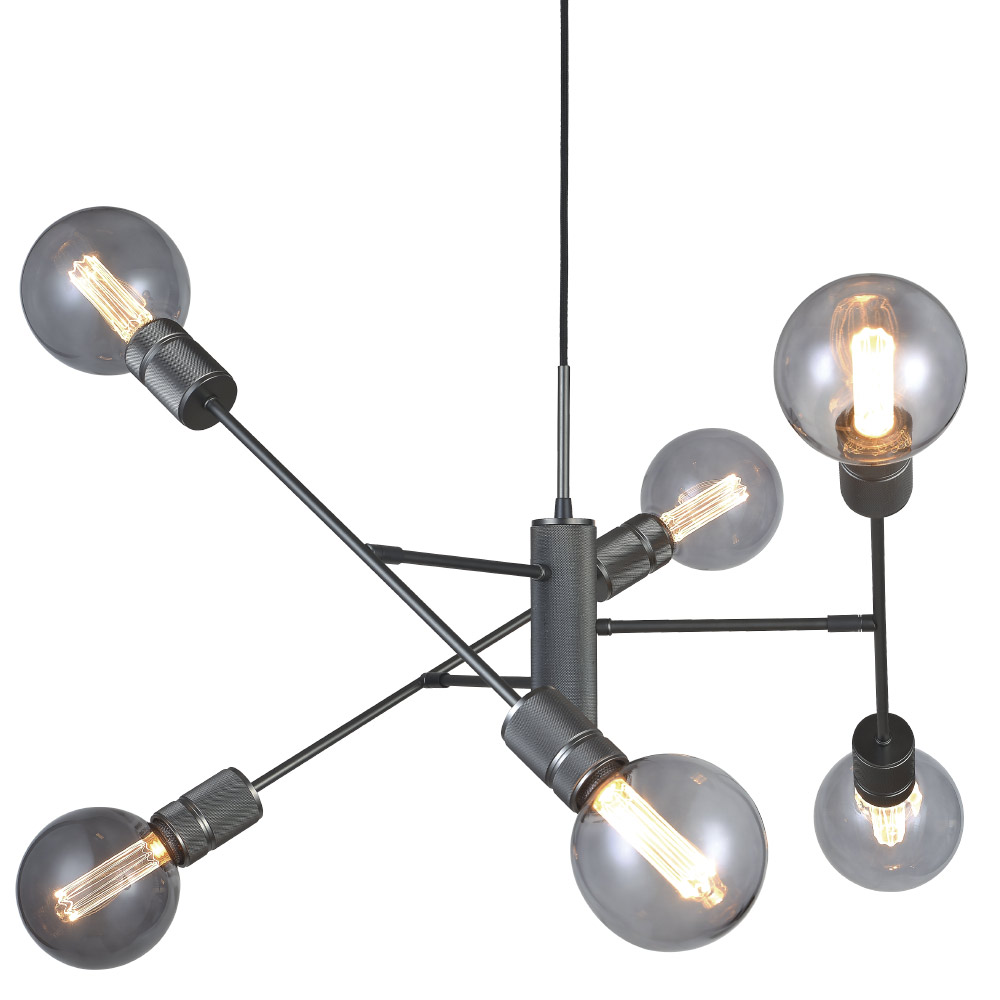 Halo Ø75 Gris foncé suspension De Halo Design - La forme unique avec bras réglables assure une distribution dynamique de la lumière et s'intègre parfaitement au-dessus de la table à manger, dans le salon ou le couloir.