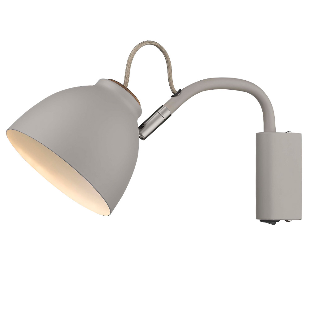 Nivå Ø14 Gris applique murale De Halo Design - La surface douce et mate et le c&acirc;ble recouvert de textile conf&egrave;rent &agrave; la lampe une apparence moderne et &eacute;l&eacute;gante.