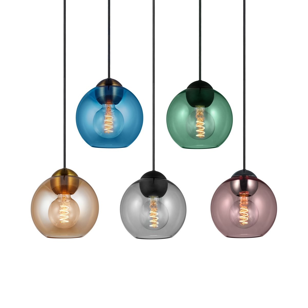 Bubbles Ø18 Ambre suspension De Halo Design - Le verre de couleur ambre combin&eacute; aux d&eacute;tails en laiton antique ajoute de l'&eacute;l&eacute;gance et, une fois allum&eacute;, cr&eacute;e une belle r&eacute;partition de la lumi&egrave;re dans la pi&egrave;ce.