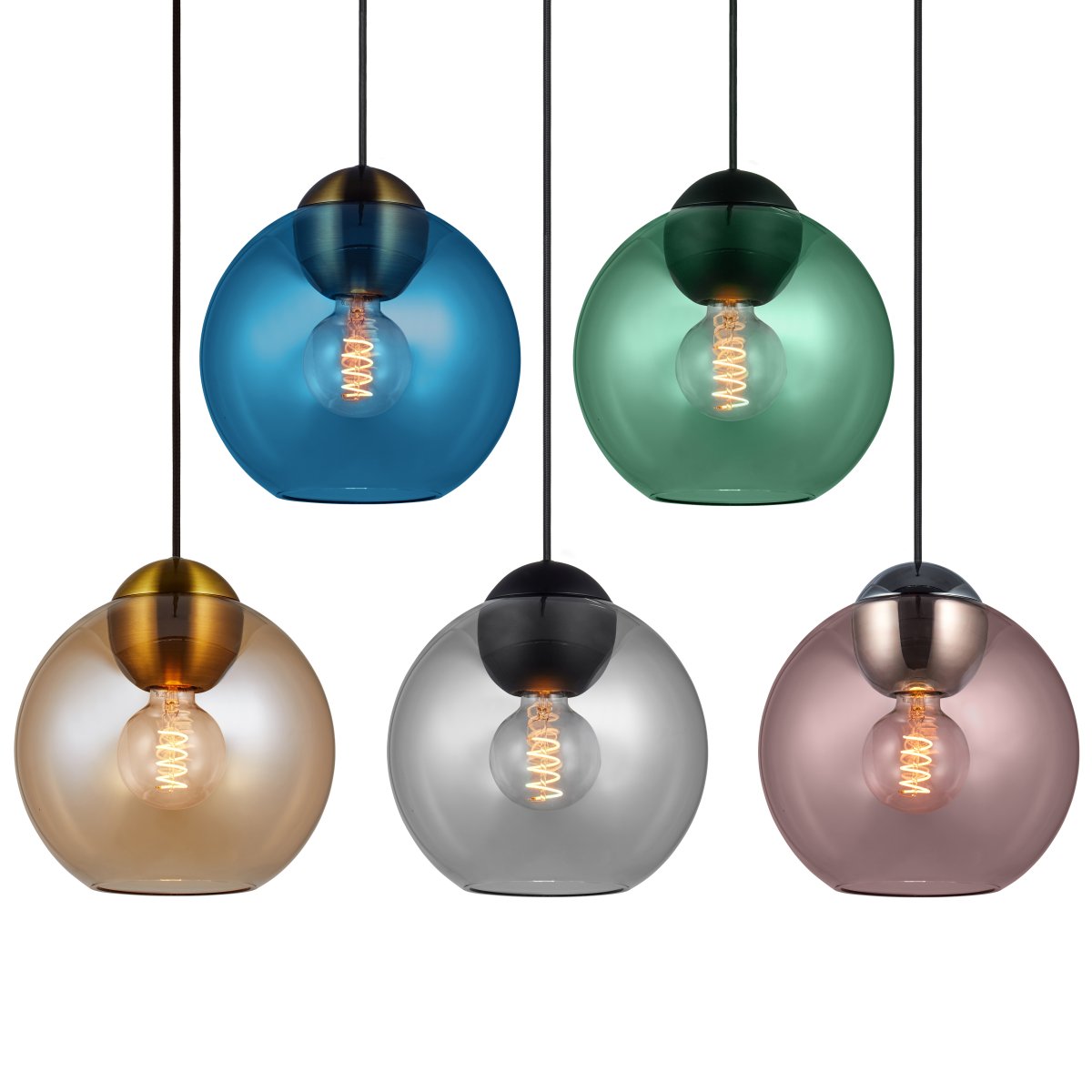 Bubbles Ø24 Ambre suspension De Halo Design - Le verre de couleur ambre combin&eacute; aux d&eacute;tails en laiton antique ajoute de l'&eacute;l&eacute;gance et, une fois allum&eacute;, cr&eacute;e une belle r&eacute;partition de la lumi&egrave;re dans la pi&egrave;ce.