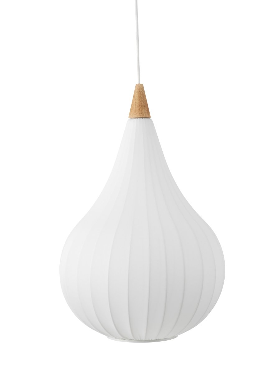 Drops Ø38 Blanc suspension De Halo Design - La combinaison du bois, du textile et du métal crée une belle atmosphère dans la pièce.