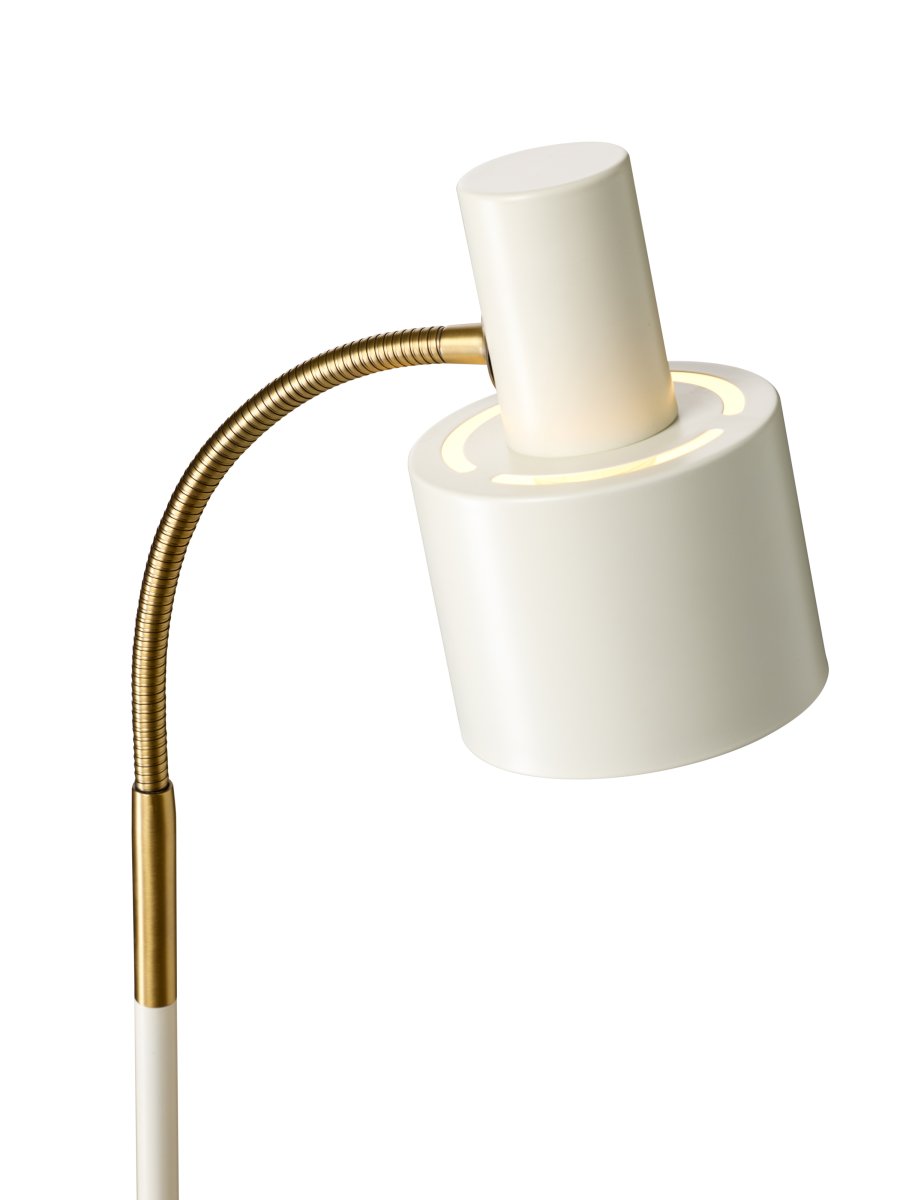 Vogue Blanc lampadaire De Halo Design - Le lampadaire est fourni avec un câble d'alimentation en plastique blanc de 1,8 m, un interrupteur et une prise.