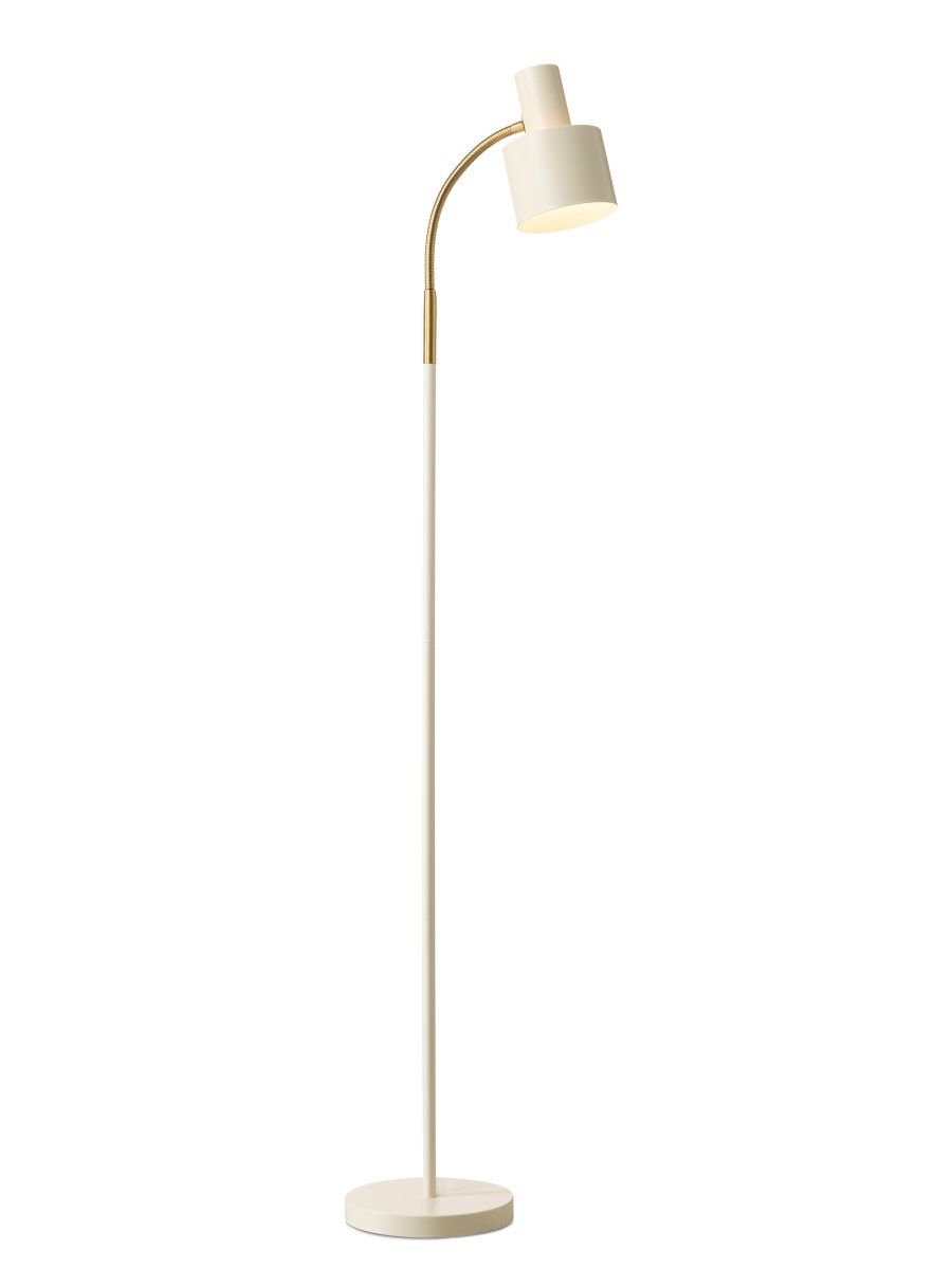 Vogue Blanc lampadaire De Halo Design - Le lampadaire est fourni avec un câble d'alimentation en plastique blanc de 1,8 m, un interrupteur et une prise.