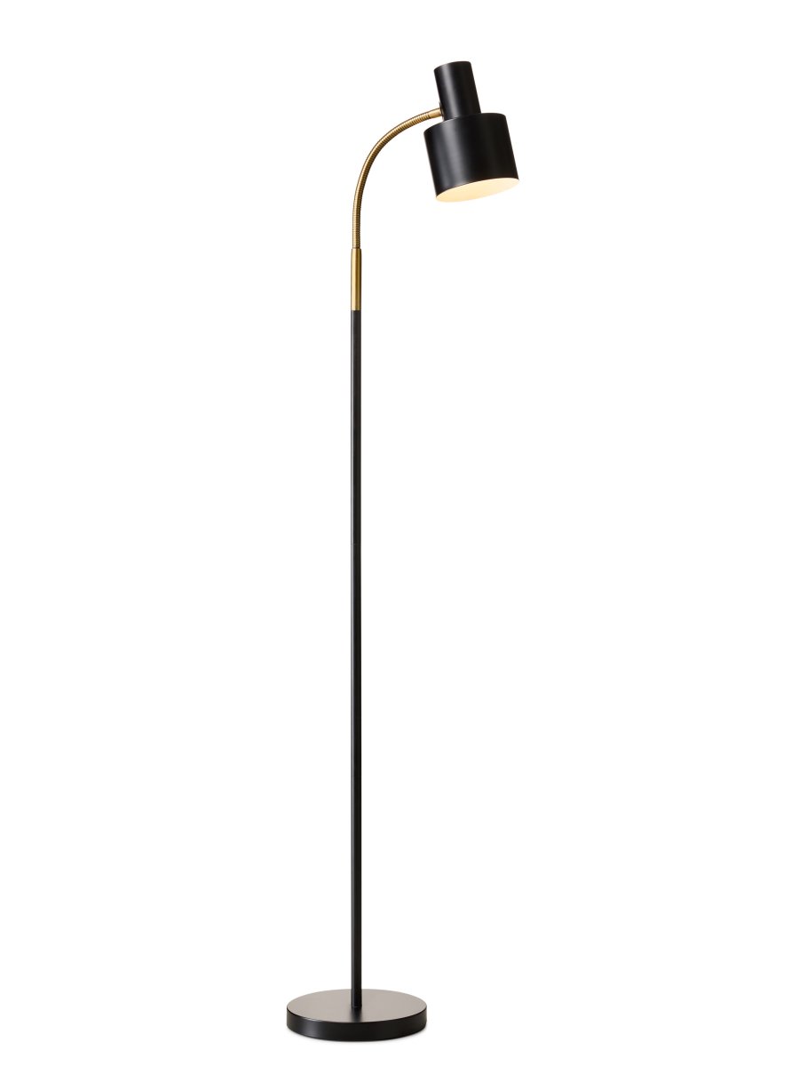 Vogue Noir lampadaire De Halo Design - Le lampadaire est fourni avec un câble en plastique noir de 1,8 m, un interrupteur et une prise.
