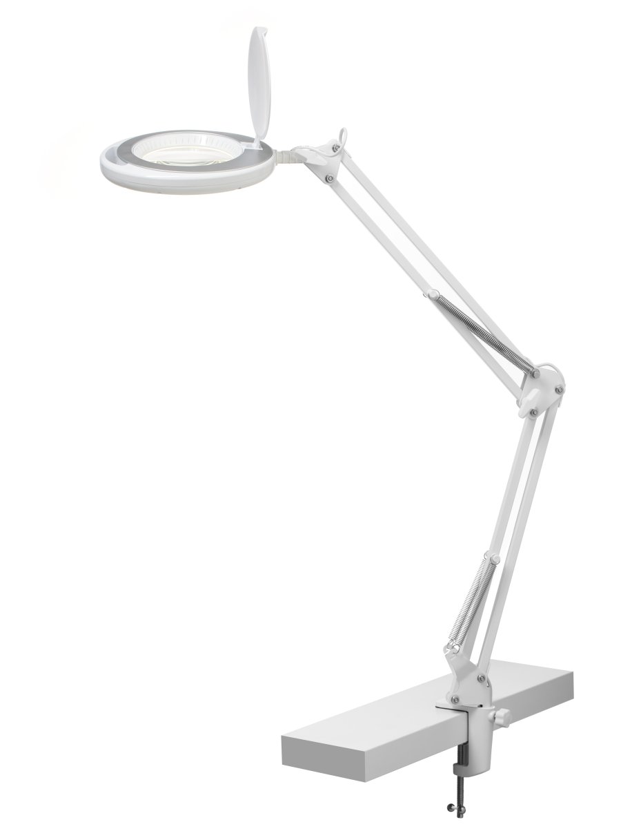 Magni Archi Blanc lampe à pince De Halo Design - Magni est une lampe de bureau pratique que vous pouvez facilement fixer au bord de la table à l'aide de la pince.