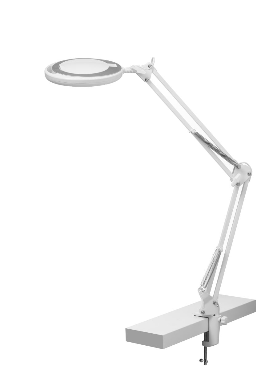 Magni Archi Blanc lampe à pince De Halo Design - Magni est une lampe de bureau pratique que vous pouvez facilement fixer au bord de la table à l'aide de la pince.