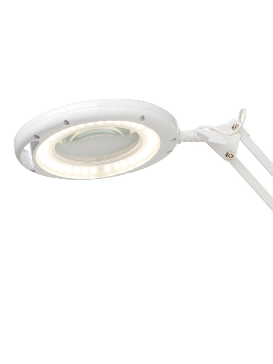 Magni Archi Blanc lampe à pince De Halo Design - Magni est une lampe de bureau pratique que vous pouvez facilement fixer au bord de la table à l'aide de la pince.