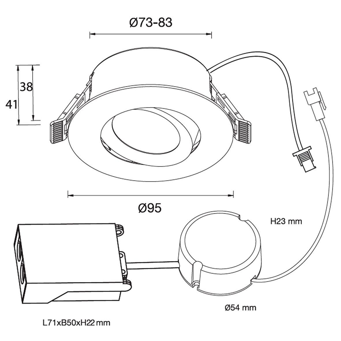 D-007 Downlight 2700K Blanc De Designlight - Le driver et la bo&icirc;te de jonction (inclus) sont con&ccedil;us pour une utilisation avec des &eacute;crans plats de 28 mm et des dalles de plafond de 12 &agrave; 13 mm d'&eacute;paisseur.