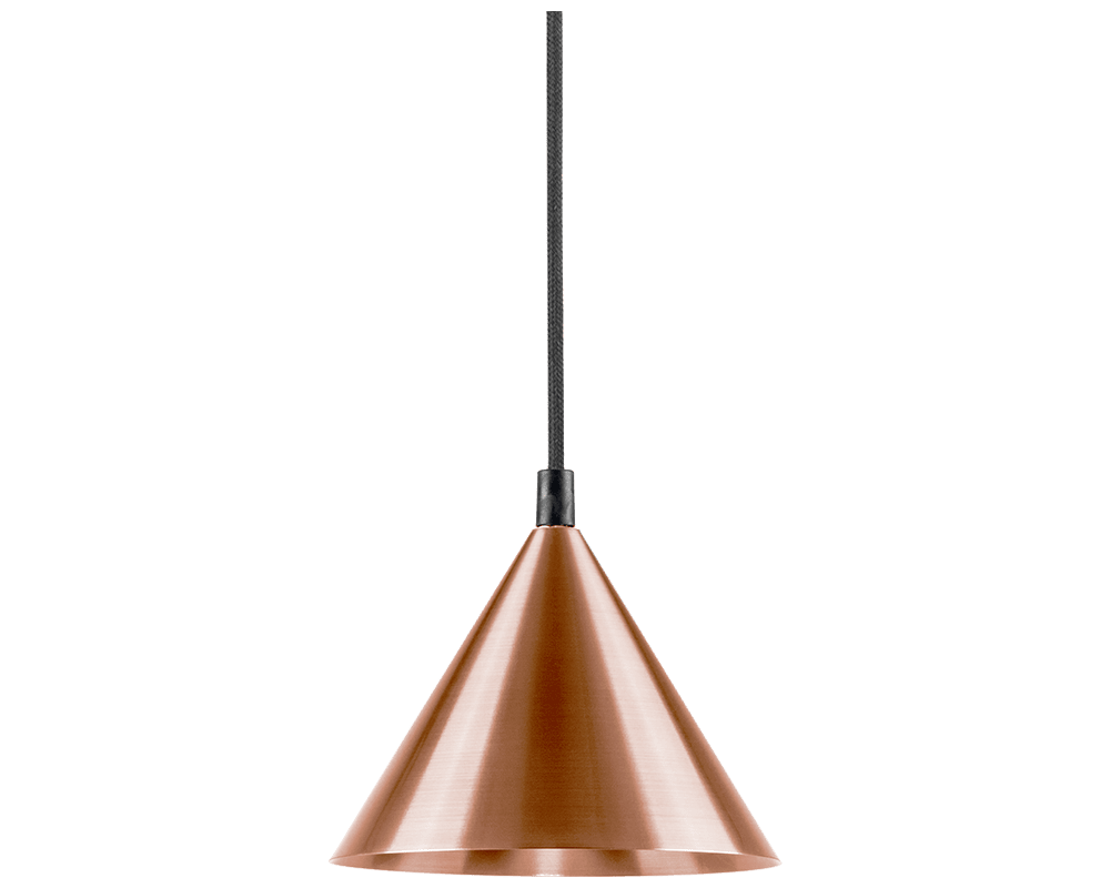 Tratt Micro Ø17 cuivre brut suspension De Westal - Fabriqu&eacute;e en cuivre avec une finition brute et un vernis transparent, elle est id&eacute;ale pour &eacute;clairer des tables de chevet, des cuisines, des caf&eacute;s ou des espaces d'accueil.