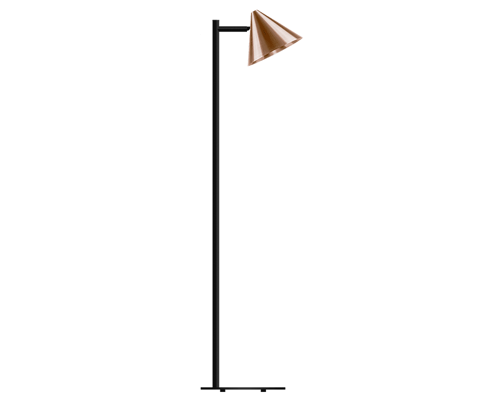Tratt Micro cuivre brut lampadaire De Westal - Son abat-jour orientable permet de diriger la lumi&egrave;re de fa&ccedil;on optimale.