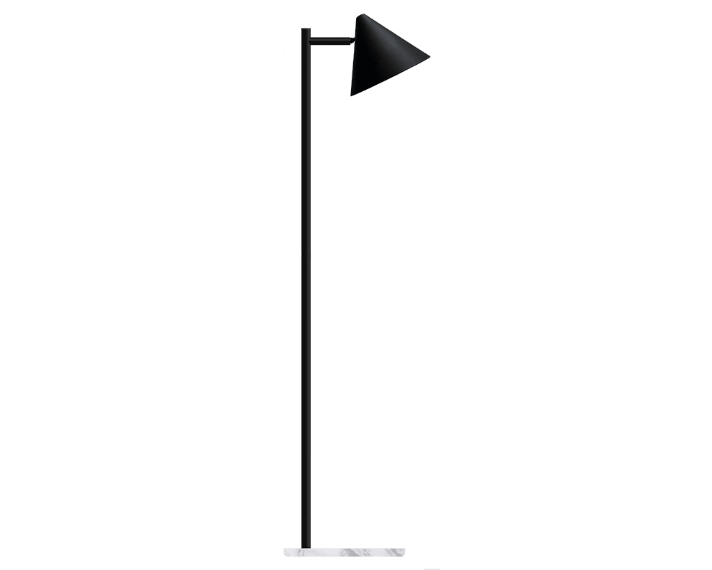 Tratt Micro Noir/marbre lampadaire De Westal - Le lampadaire est fourni avec un c&acirc;ble de 2 m&egrave;tres, un variateur avec fonction m&eacute;moire et une prise secteur.