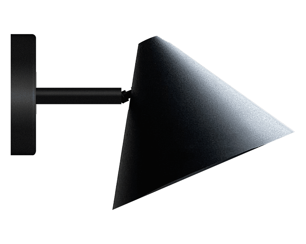 Tratt Micro IP20 Noir applique murale De Westal - Fabriqu&eacute;e en acier inoxydable avec rev&ecirc;tement en poudre noir, elle est dot&eacute;e d'un abat-jour orientable qui la rend id&eacute;ale comme lampe de lecture ou lampe de chevet.