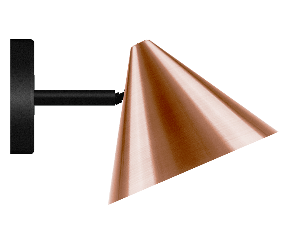 Tratt Micro IP20 cuivre brut applique murale De Westal - Gr&acirc;ce &agrave; son abat-jour orientable, elle convient aussi bien comme lampe de lecture que comme lampe de chevet.