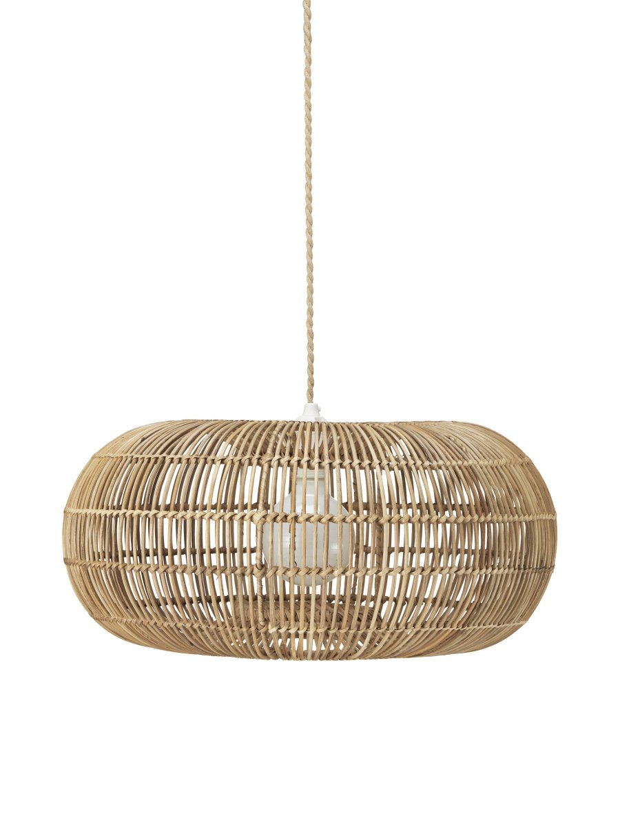 Zuri Ø50 Nature suspension De PR Home - Un câble textile torsadé de couleur jute avec une douille de plafond blanche pour une utilisation en intérieur est inclus.
