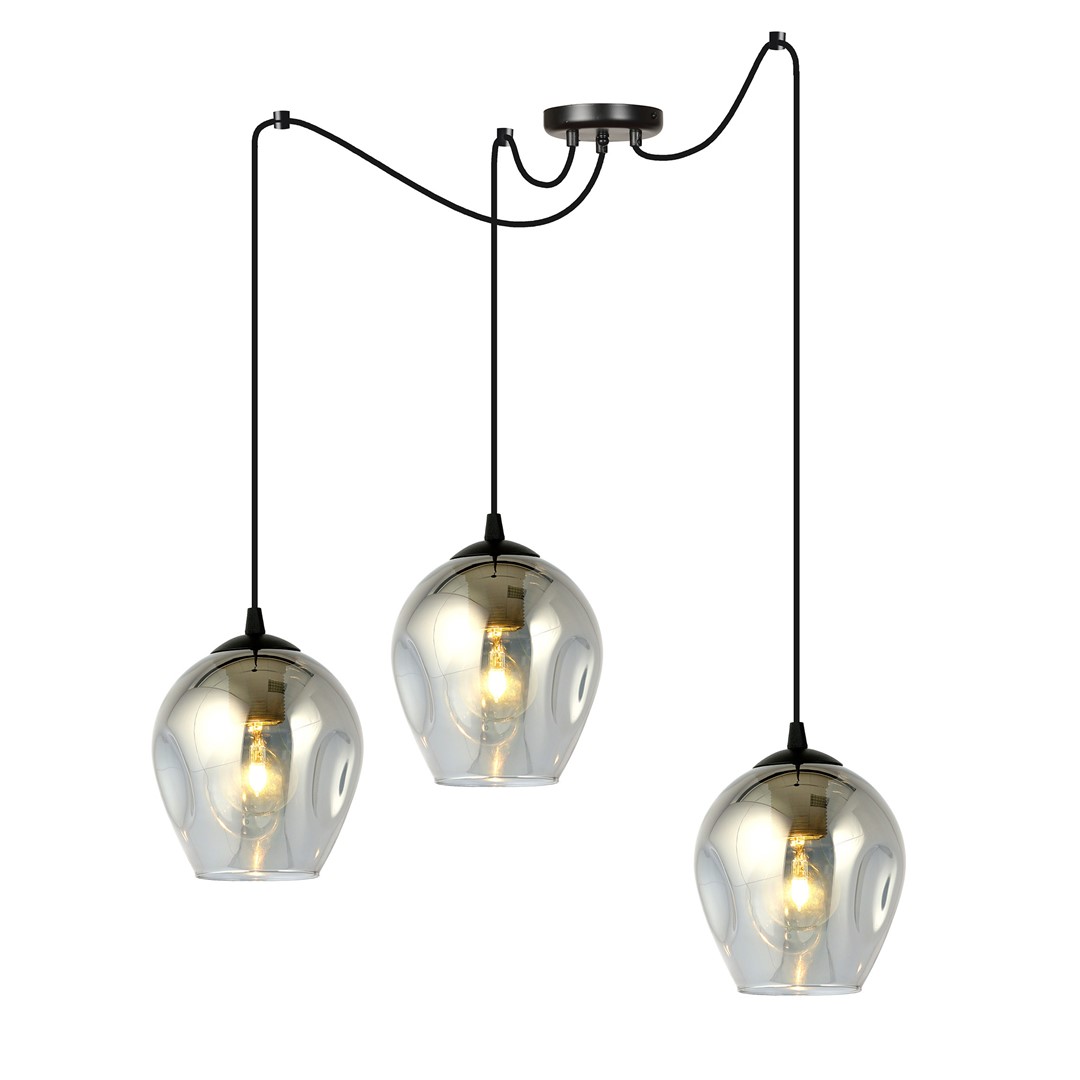 Level 40cm Couleur fumée suspension De Emibig Lighting - Les abat-jour en verre confèrent à la lampe légèreté et élégance, et son design généreux est original dans sa simplicité.