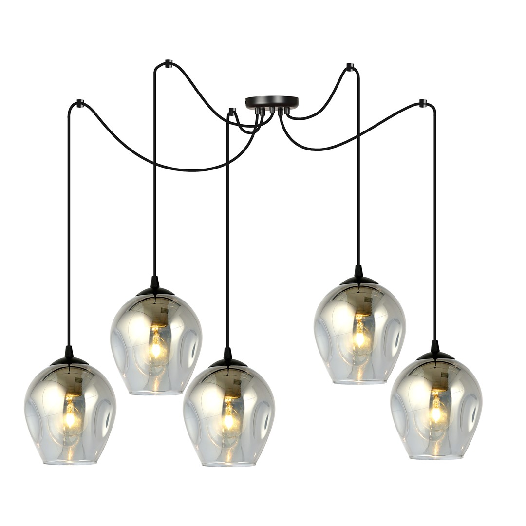 Level 50cm Couleur fumée suspension De Emibig Lighting - Les abat-jour en verre confèrent à la lampe légèreté et élégance, et son design généreux est original dans sa simplicité.