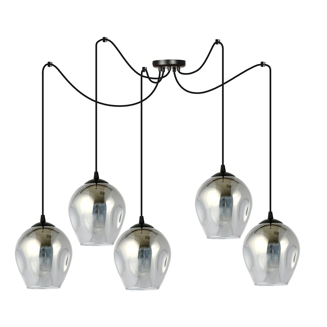 Level 50cm Couleur fumée suspension De Emibig Lighting - Les abat-jour en verre confèrent à la lampe légèreté et élégance, et son design généreux est original dans sa simplicité.