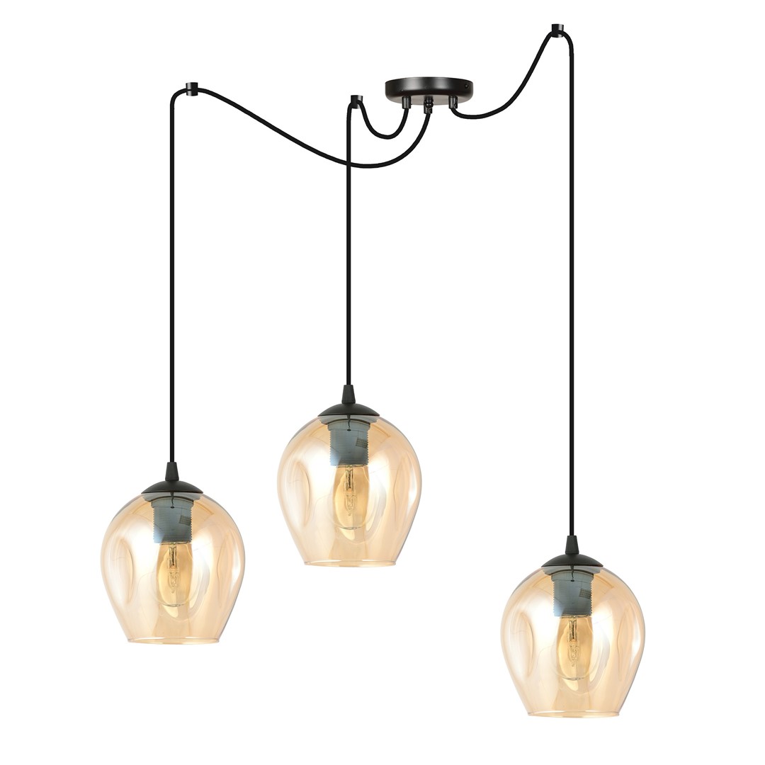 Level 28cm Ambre suspension De Emibig Lighting - Les abat-jour en verre conf&egrave;rent &agrave; la lampe l&eacute;g&egrave;ret&eacute; et &eacute;l&eacute;gance, et son design g&eacute;n&eacute;reux est original dans sa simplicit&eacute;.